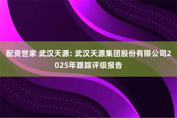 配资世家 武汉天源: 武汉天源集团股份有限公司2025年跟踪评级报告